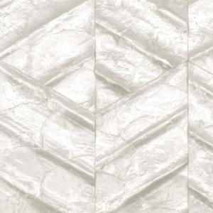 Licht glanzend Arte Luster Lucea 70310 behang met een geometrisch reliëfpatroon in parelmoerwit.
