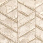 Licht glanzend Arte Luster Lucea 70311 behang met een geometrisch reliëfpatroon in beige- en goudtinten.