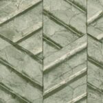 Groen wandpaneel met een glanzende, gevouwen structuur uit de Arte Luster Lucea 70312 Seagrass collectie.