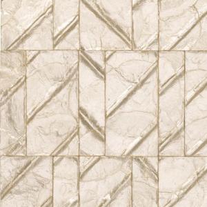 Licht glanzend behang met een geometrisch patroon van rechthoeken en diagonale lijnen uit de Arte Luster Perula 70301 collectie.