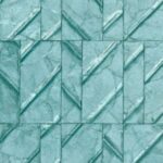 Turkoois Arte Luster Perula 70303 behang met glanzende, geometrische marmerlook en reliëfstructuur.