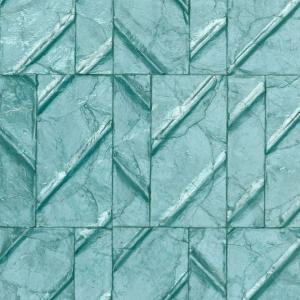 Turkoois Arte Luster Perula 70303 behang met glanzende, geometrische marmerlook en reliëfstructuur.