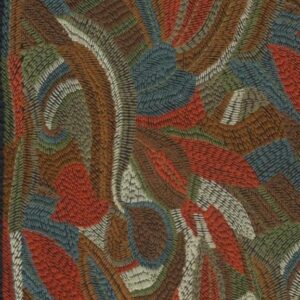 Abstract patroon in aardetinten met borduurtextuur op Arte Melaky Mandrava folklore-behang.