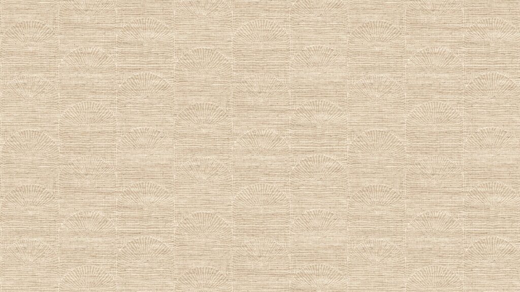 Beige patroon van het Arte Pampas Cupula 73560 behang met subtiele, waaierachtige lijnen en een textielachtige structuur.