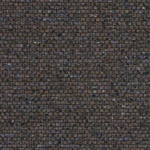 Donkerbruin Arte Shimmer behang met een glinsterend, baksteenachtig patroon.