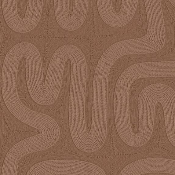 Reliëfbehang Arte Tali Sarana 60702 in mahoniekleur met golvend, textielachtig patroon.