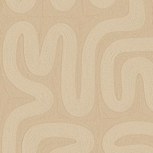 Beige behang met een abstract patroon van golvende lijnen uit de Arte Tali Sarana 60711 collectie.