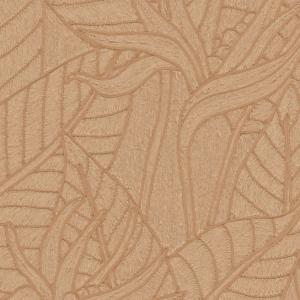 Beige behang met een reliëfpatroon van Strelitzia-bladeren uit de Arte Tali collectie.