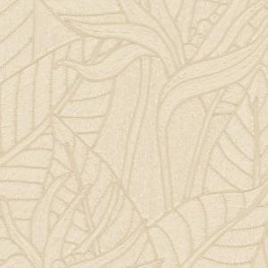 Beige behang met een subtiel reliëfpatroon van Strelitzia-bladeren uit de Arte Tali collectie.
