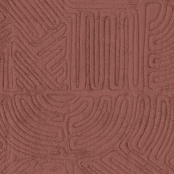 Reliëfachtig patroon in bordeauxrode kleur op het Arte-Tali Tamba 60728-Burgundy behang.