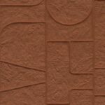 Reliëfstructuur in roodbruine klei met geometrische patronen uit de Arte-Terra Arcane 23914 Canyon collectie.
