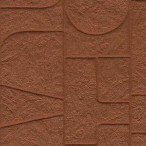 Reliëfstructuur in roodbruine klei met geometrische patronen uit de Arte-Terra Arcane 23914 Canyon collectie.