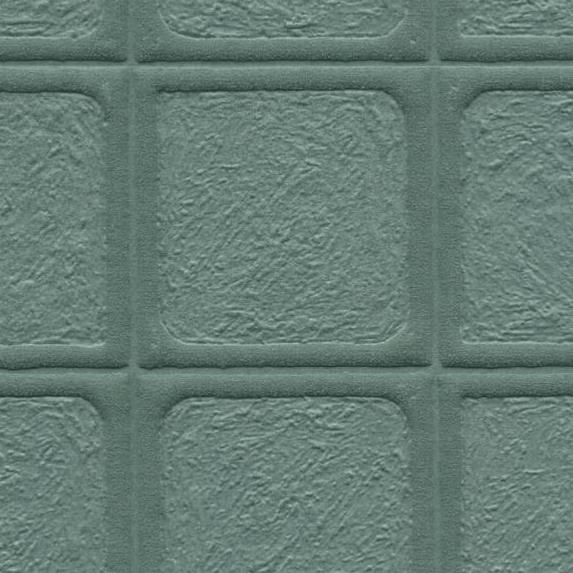 Groene keramische tegel met een vierkant reliëfpatroon uit de Arte-Terra Arcilla 23934 Melachite collectie.