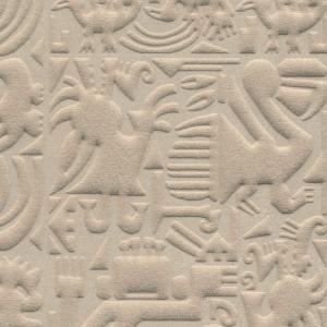 Reliefbehang met abstracte Chimu-figuren en dieren in aardetinten uit de Arte-Terra collectie.