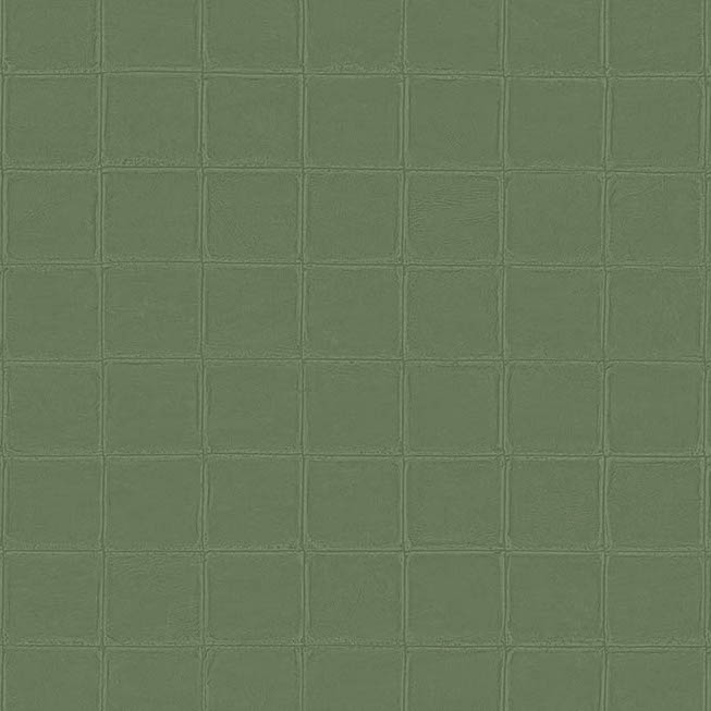Groen Arte-Textura Alma-behang met een patroon van vierkante tegels.