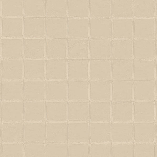 Beige behang met een subtiel reliëfpatroon van vierkante tegels uit de Arte Textura Alma-collectie.