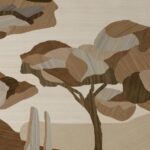 Gestileerde afbeelding van een plataanboom in aardetinten uit het ontwerp 'Under The Sycamore Tree' van Arte.