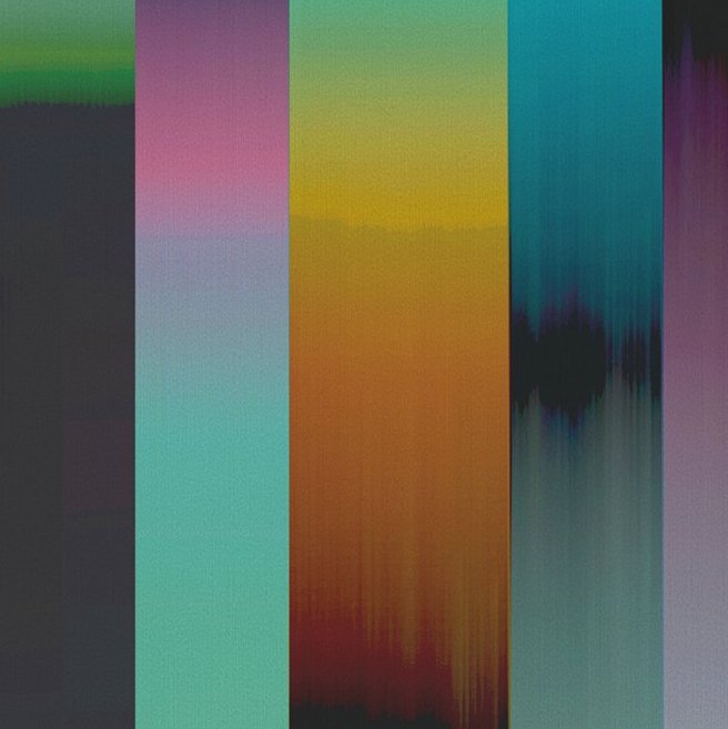 Kleurrijk Arte-behang uit de Atelier Time Lapse collectie met verticale banen in vervagende tinten.