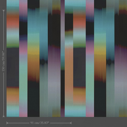 Abstract Arte-behangpatroon 'Atelier Time Lapse AT91' met verticale strepen in kleurrijke vervagingen.