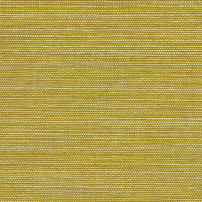 Goudgeel geweven textuurpatroon van Arte behang uit de Avalon Marsh 31502 collectie.
