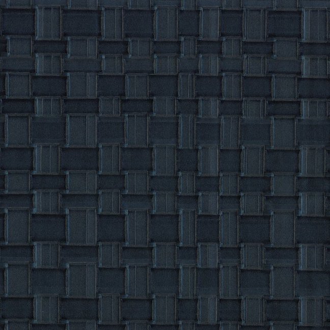 Donkerblauw Arte-behang uit de Avalon Weave-collectie met een geweven structuurpatroon.