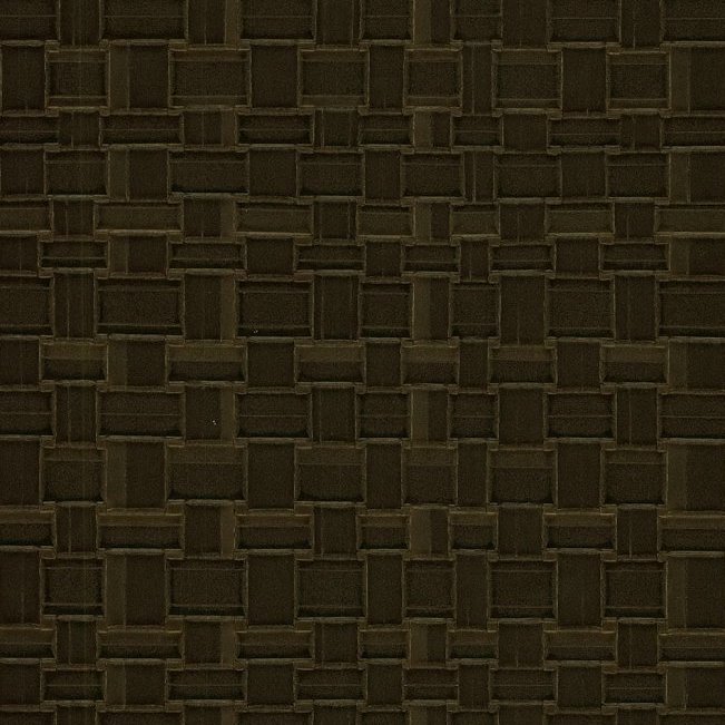 Donkerbruin Arte behang Avalon Weave 31578 met een geometrisch vlechtpatroon.