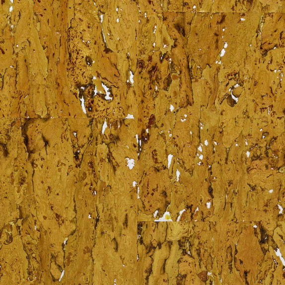 Bruin kurkstructuurbehang uit de Arte Boutique Alentejo Cork collectie met natuurlijke textuur en witte accenten.