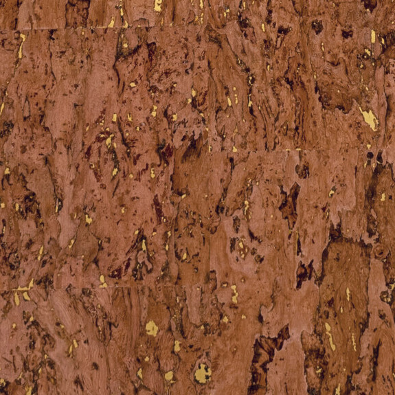 Bruin Arte Boutique Alentejo Cork behang met een natuurlijke kurkstructuur en goudkleurige accenten.