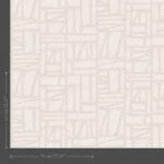 Beige Arte Essentials Costura Bojagi 57540 behang met geometrisch patchworkpatroon van rechthoeken en lijnen.