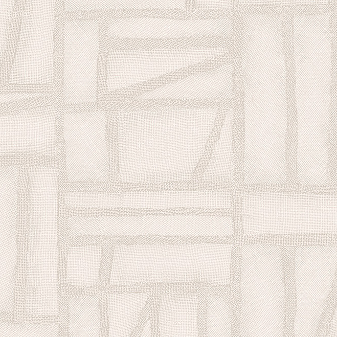Lichtbeige Arte-behang uit de Essentials Costura Bojagi-collectie met een subtiel geometrisch stikselpatroon.