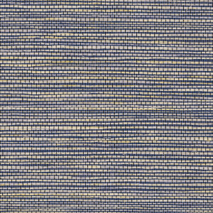 Structuur van geweven Arte-behang uit de Essentials Les Naturels La Prairie collectie in blauw- en beigetinten.