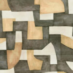 Abstract geometrisch patroon op Arte-behang uit de Essentials Totem Ecoline 18902 collectie in beige, grijs en crèmetinten.