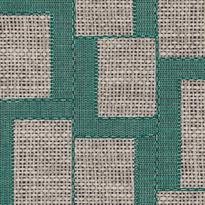 Close-up van het Arte-behang Essentials Totem Esparto Africano met een rechthoekig geweven patroon in beige en groen.