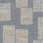 Vlakverdeling van geweven esparto-structuur in beige en blauw uit de Arte Essentials Totem behangcollectie.