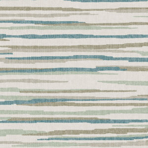 Gestreept Arte-behang uit de Essentials Travellers collectie, model Horizon 11060, met horizontale lijnen in blauw-, groen- en beigetinten.