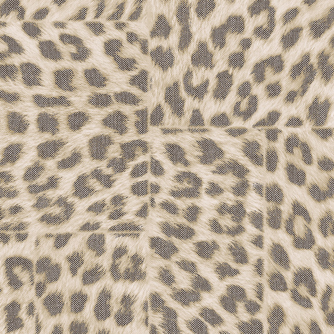 Behang met een beige en zwart luipaardprintpatroon uit de Arte Essentials Travellers Pelage 11100 collectie.