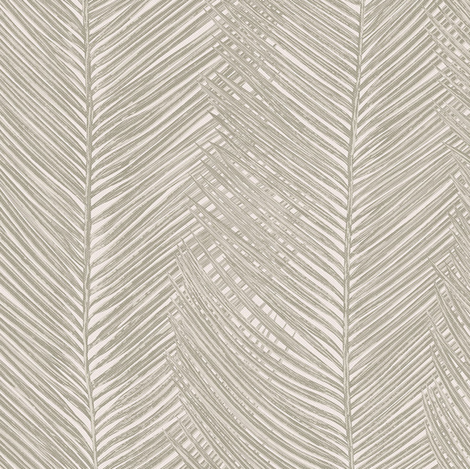 Beige behang met een patroon van gestileerde palmbladeren uit de Arte Essentials Travellers Talamanca 11041 collectie.