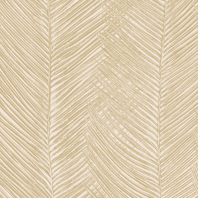 Beige behang met een patroon van gestileerde palmbladeren uit de Arte Essentials Travellers Talamanca 11042 collectie.