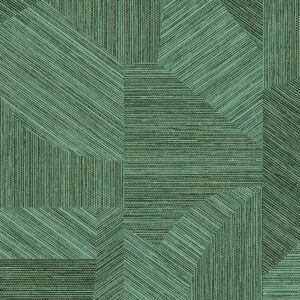Geometrisch patroon in groen en zwart op Arte-behang Essentials Tangra Caprice 24001.