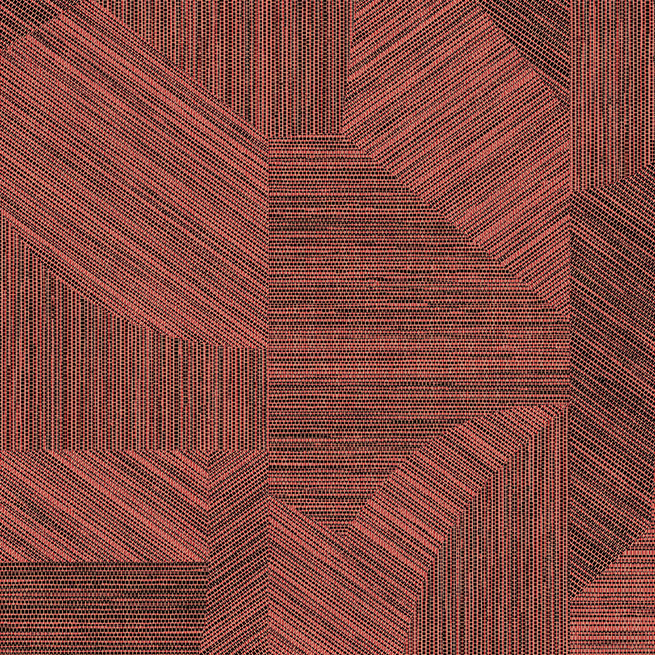Abstract geometrisch patroon in rood en zwart van het Arte behang Essentials Tangram Caprice 24000.