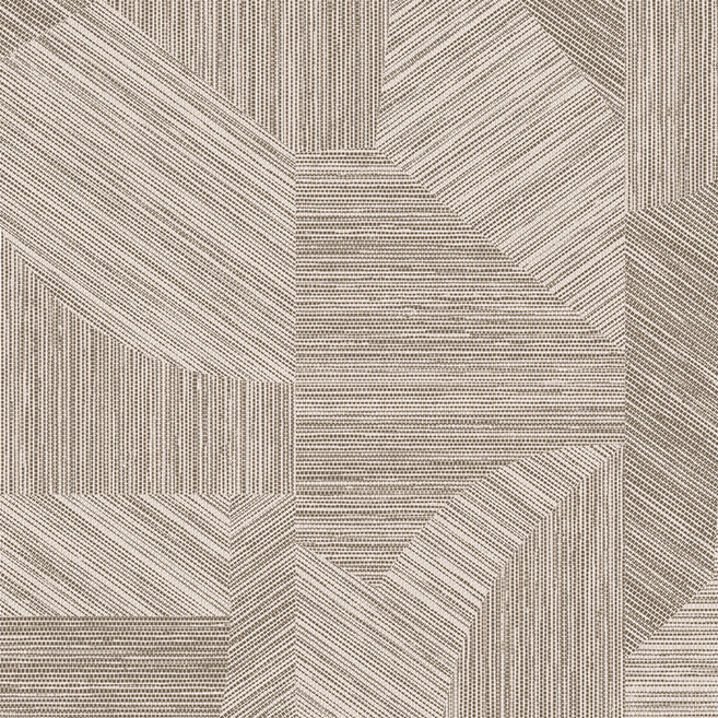 Beige Arte-behang uit de Essentials Tangram Caprice 24006 collectie met een geometrisch patroon van fijne horizontale en verticale lijnen.