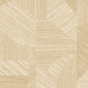 Geometrisch Arte-behang uit de Essentials Tangram collectie in beige en goudtinten met fijn lijnenspel.