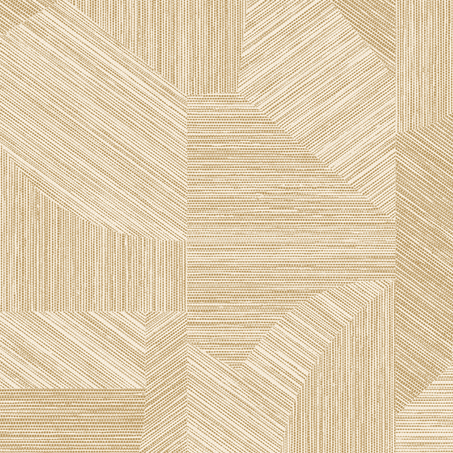 Geometrisch Arte-behang uit de Essentials Tangram collectie in beige en goudtinten met fijn lijnenspel.