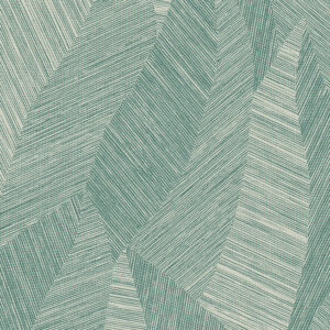 Groen en beige Arte behang uit de Essentials Tangram collectie met een abstract patroon van overlappende lijnen en vlakken.
