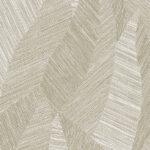 Beige en goudkleurig Arte-behang uit de Essentials Tangram-collectie met een grafisch patroon van abstracte, overlappende vormen en fijne lijnen.