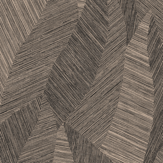 Grafisch patroon van het Arte-behang Essentials Tangram Bounty 24026 met abstracte geometrische vormen en fijne textuur in beige en zwart.