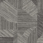 Grafisch Arte-behang uit de Essentials Tangram Caprice-collectie met een geometrisch patroon van fijne zwarte en beige lijnen.