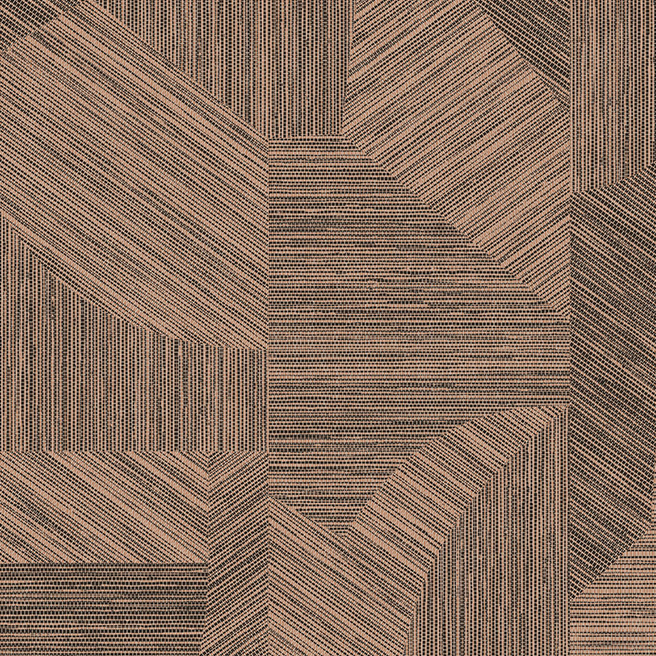 Beige en zwart Arte Essentials Tangram Caprice 24008 behang met geometrisch lijnpatroon.