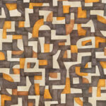 Geometrisch patroon op Arte behang uit de Essentials Totem Ecoline 18900 collectie in bruine, okergele en beige tinten.