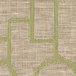 Close-up van het Arte behang Essentials Totem Esparto Iberico 18914 met een grof geweven structuur en geometrisch patroon in groen.